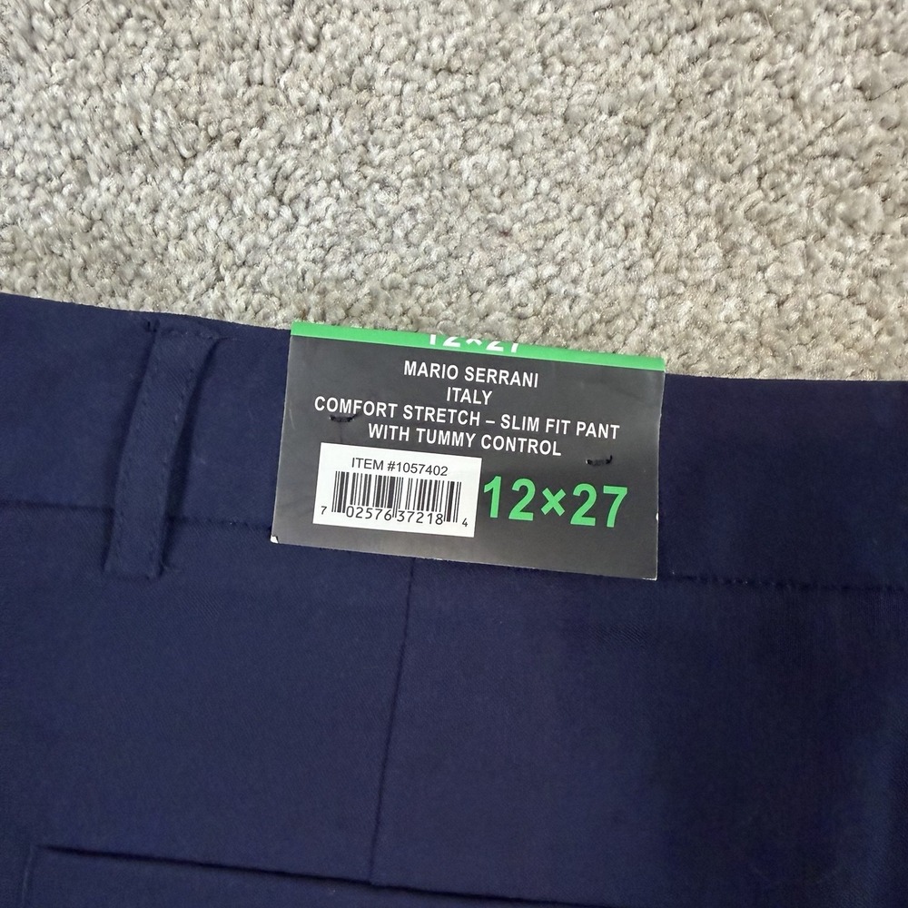 Mario Serrani Slim Fit Navy Dress Pants Blue Women L Tummy Control Stretch 12x27 - Picture 9 of 9